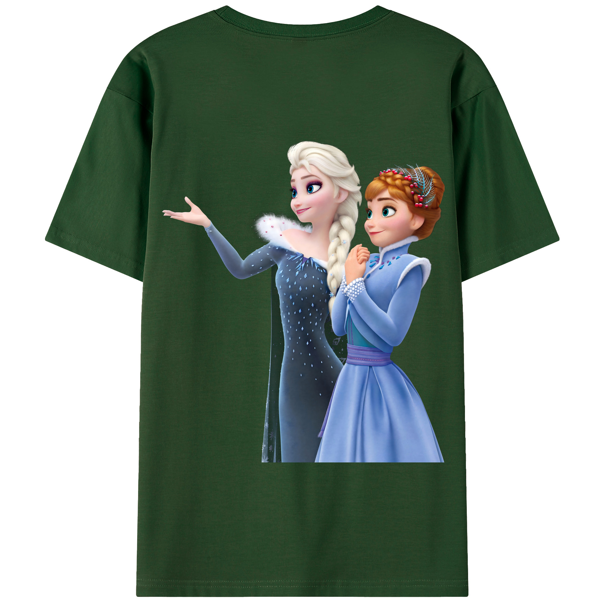 （画像用） アナと雪の女王 アンナ エルサ Frozen Anna Elsa 綿100％半袖Tシャツ（背面プリント）